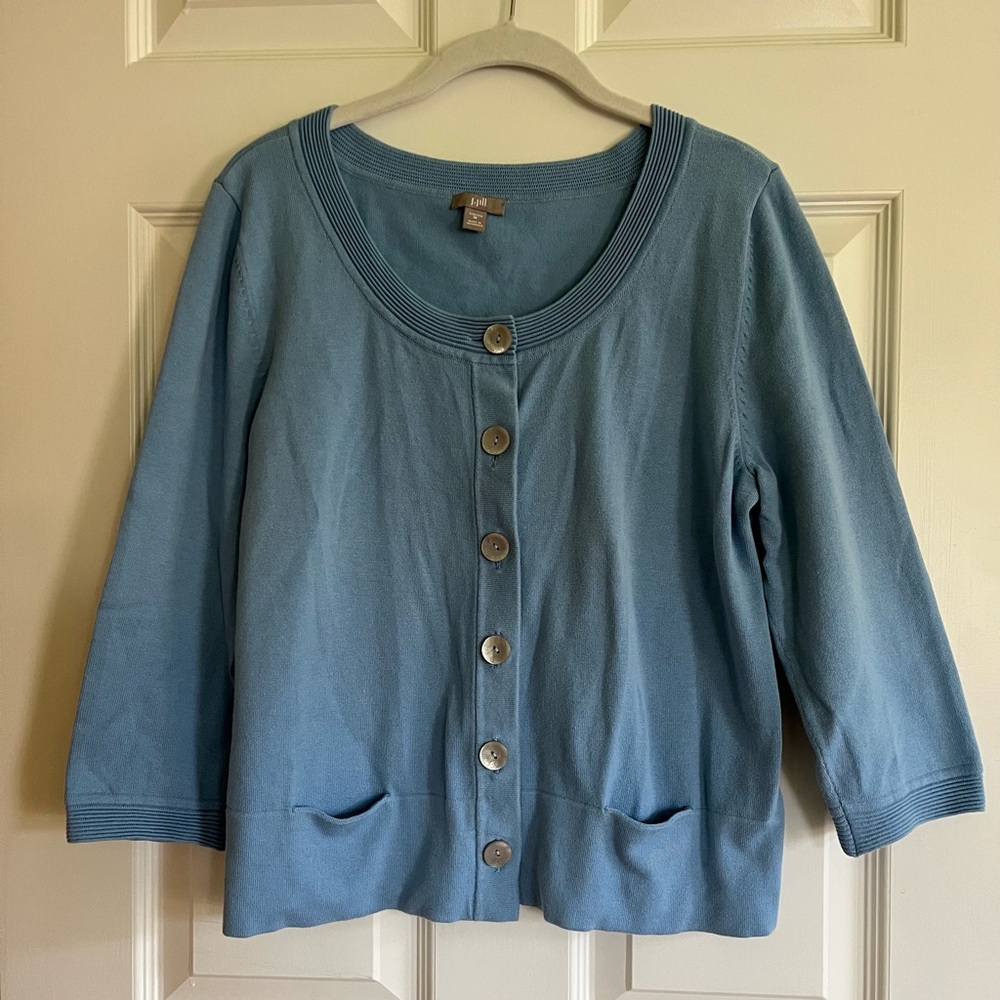 J.Jill Blue Button-Up Cardigan